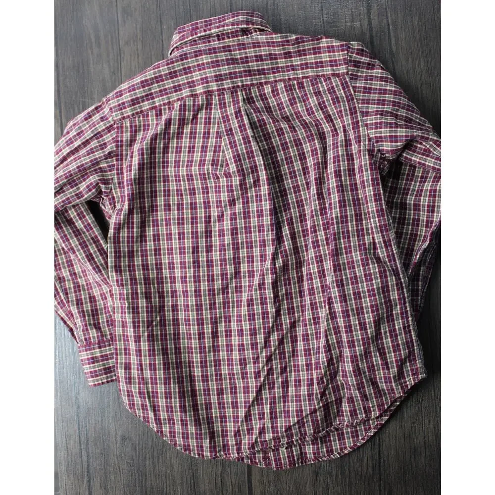 Ralph Lauren Polo Plaid Check Blue Label Button Down Long Sleeve Shirt Size 5